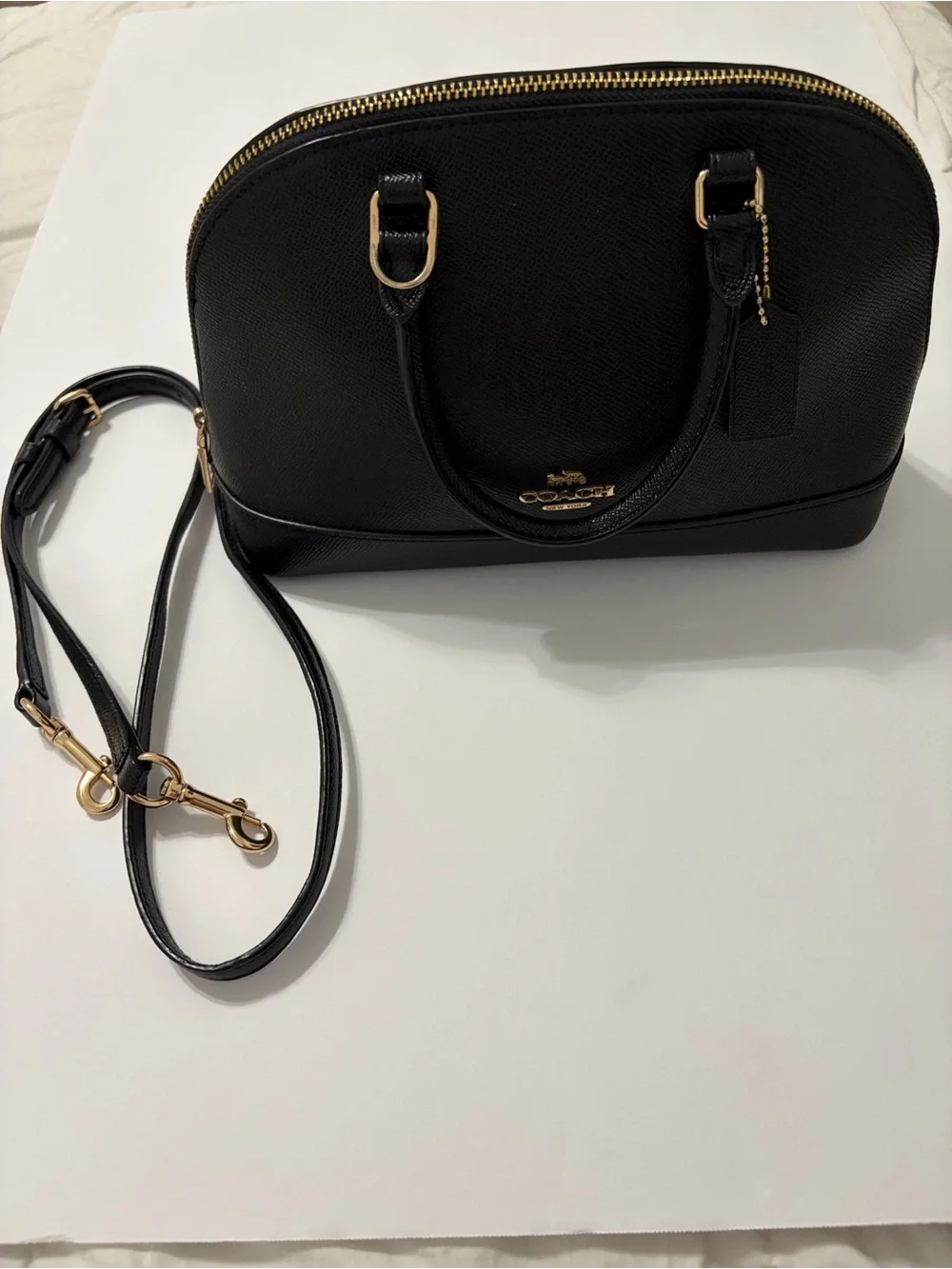 COACH Black Leather Crossgrain Mini Sierra Satchel